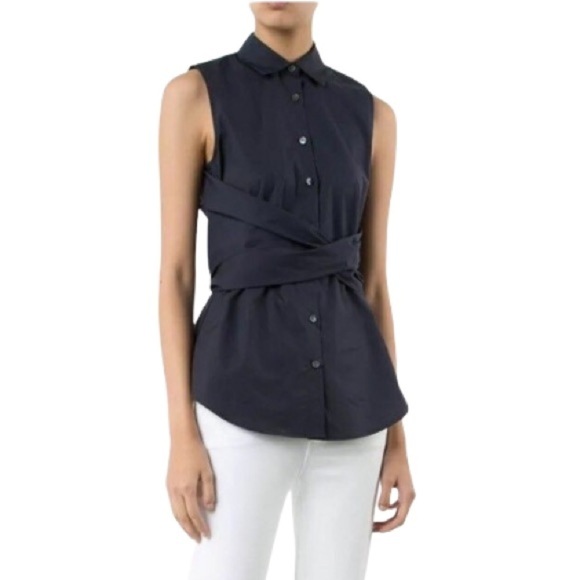 Derek Lam 10 Crosby Poplin Twist Front Top NWT - Picture 1 of 9